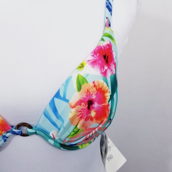 Kechika Push-up Floral Bikini Top w/UW -Sz 8 - NWT - Picture 6 of 12